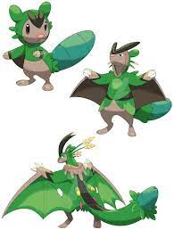 Fakemon Prairlin Grass Glidairie Grass Flying And Prairisoar Grass Flying Pokemon Rayquaza Pokemon Drawings Pokemon Dragon