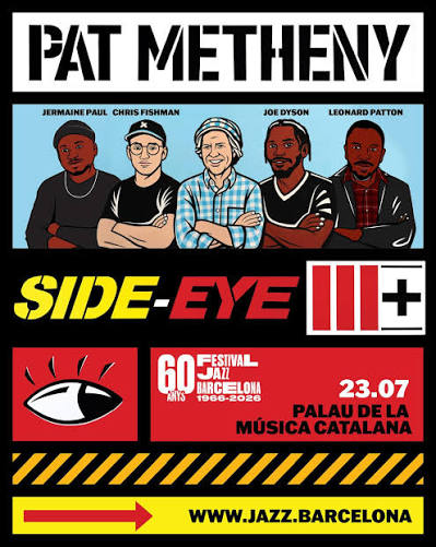 Pat Metheny Side Eye III+. Side Eye són, al costat de Pat Metheny, el teclista Chris Fishman i el bateria Joe Dyson. Els vam poder veure al Festival de la Porta Ferrada