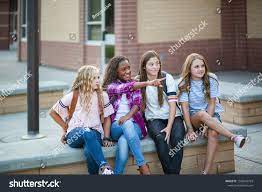 Candid Photo Group Teenage Girls Socializing Stock Photo 1568043703 |  Shutterstock