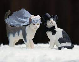 Wedding Cake Topper Cats Bride And Groom Animal Lover Kitties Top Hat Veil Romantic Unique Whimsica Cat Wedding Cake Topper Cat Wedding Cat Cake Topper