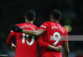 Marcus Rashford Of Manchester United Celebrates With Anthony Martial Manchester United Marcus Rashford Man United