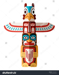 Colored Indian Totem Wooden Object Symbol Animal Plant Representation Family Clan Tribe Flat Vector Illustrati Totem Social Media Design Graphics Animal Logo
