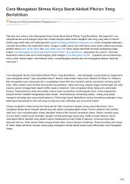Ada tips untuk ibu hamil, ibu menyusui, dan cara mengelola stres di tempat kerja. Pdf Cara Mengatasi Stress Kerja Akibat Pikiran Berlebihan Dedik Baihaqi Academia Edu