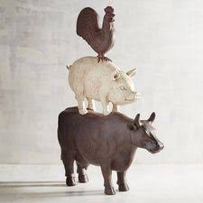 Stacked animals cow pig sheep chicken dictionary book art rock creek vintage. Stacked Farm Animals Sculpture Animal Sculptures Animal Decor Country Kitchen Decor