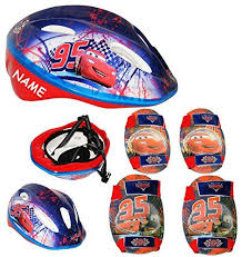 Set Kinderhelm Schutzer Disney Cars Lightning Mcqueen Incl Name Gr 52 56 Circa 3 Bis 15 Jahre Verstellbarer Helm Auto Fur Kinder Jungen Fa
