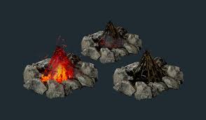 3d Model Camp Fire Pit Pack 02 Game Ready Vr Ar Low Poly Obj Fbx