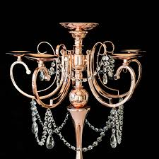 Gold metal candle holders modern style candle holder wedding table decoration bar party home decor candlestick. Candelabras Efavormart 27 5 Tall Rose Gold Metal Candelabra Chandelier Votive Candle Holder Wedding Centerpiece With Acrylic Chains Home Decor