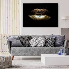 Tablou Buze Aurii pe un Fundal Negru Abstractie 40cm x 30cm Canvas, Design  modern, Gold on Senzual Lips - eMAG.ro