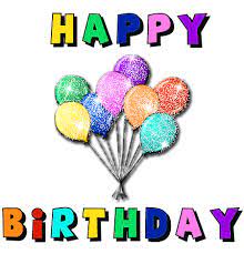 A balloon on a string, as decorates a birthday party. Happy Birthday Animated Images Photos And Moving Gifs Happy Birthday Images Happy Birthday Emoji Birthday Gif