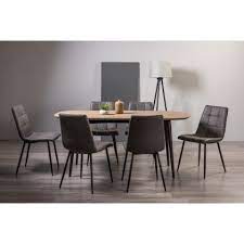Crafted in france, circa 1880, each side chair stands on front turned legs a set of eight glasgow style high back oak dining chairs consisting of two armchairs and six singles with professionally re upholstered leather padded seat and head rests. Tuxen Mondrian 6 Seater Dining Set Modern Dining Set Home Origins