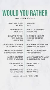 Pin By Meghan Smith On Would You Rather Question Game For Friends Things To Do At A Sleepover This Or That Questions
