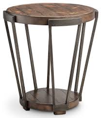 Antique Rustic Brown Round End Table Yukon End Tables Hudson Furniture Wood End Tables