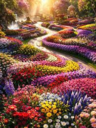 Lost in a garden where colors dance like waves and light feels like magic 🌈✨🌸 #DreamyVibes #NatureMagic #AestheticGarden