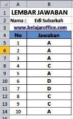 Memeriksa hasil ujian soal pilihan ganda dengan menggunakan kacamata kunci jawaban sudah mulai ketinggalan jaman dan sedikit meropotkan di era digital saat ini. Koreksi Jawaban Otomatis Rumus Excel If Belajar Office
