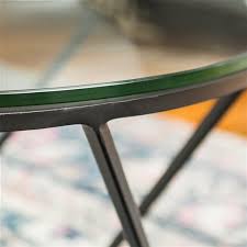 Geometric glass nesting coffee tables. Walker Edison Geometric Glass Nesting Coffee Tables Black Lwf28clrggbl Rona