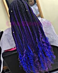 Small Black And Blue Box Braids Goddess Box Braids Curly Ends Goddess Braids Box Braids Hairstyles Braids With Curls