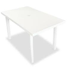Weather Resistant Plastic Garden Table White Colour Outdoor Lawn Patio Furniture Patio Furniture For Sale Outdoor Dining Set Garden Table
