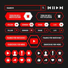 Hexagon Youtube Subscribe Notification Share Comment Button Set Hexagon Youtube Subscribe Png And Vector With Transparent Background For Free Download Hexagon Internet Icon App Frame