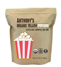 Organic Yellow Popcorn Kernels 3lb By Anthony S Non Gmo Unpopped And Gluten Free Organic Popcorn Popcorn Kernels Best Popcorn Kernels