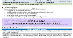 Berikut, soal pg pendidikan agama islam dan. Rpp 1 Lembar Agama Kristen Sma Kelas 11 Perangkat Pembelajaran