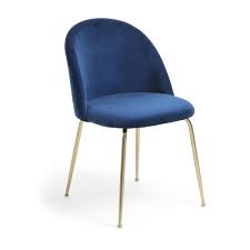 Light wood cane back natural fabric dining chair set 2. Gianni Dining Chair Gold Legs With Blue Velvet Interiors Online
