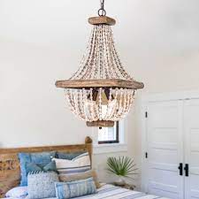 Start your project sooner with store pickup. Farmhouse Wood Beaded Basket 4 Light Empire Chandelier Overstock 28739340