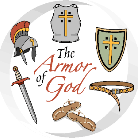 Christian warrior holding shield of faith extinguishes burning arrows of spiritual warfare