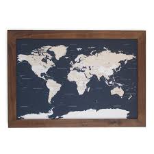 World magnetic travel map with antique white frame | world map world map wall art slipcovered grey title_img9. Push Pin World Map Walnut Frame Navy 100 Pins White World Map Wall Art Framed World Map Map Wall Art