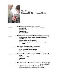 The Giver By Lois Lowry Quiz On Chapter 11 And 12 The Giver Common Core State Standards Chapter