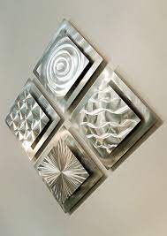 Modern Metal Wall Art Multi Panel Wall Art Abstract Silver Painting Wall Hanging Office Decor 4 Squares By Jon Allen In 2021 Metal Wall Sculpture Metal Art Metal Tree Wall Art