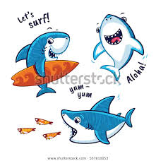 Set Blue Shark Cartoon Character Isolated Stock Vector Royalty Free 557810053 Shark Illustration Blue Shark Cute Shark