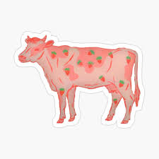 Get My Art Printed On Awesome Products Support Me At Redbubble Rbandme Https Www Redbubble Com I Sticker Strawberry Cow By Emmalja Art Cow Drawing Cow Art