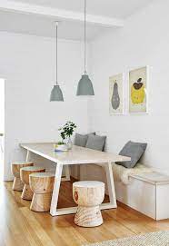 Minimalist breakfast nook bench that comes with several storage drawers and a padded seating area for comfort. A Californian Bungalow In Barwon Heads Was Given A Sunny Makeover Dining Nook Dining Room Bench Dining Table With Bench