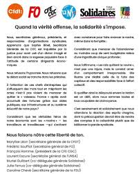 Si qualifier ainsi la déloyauté envers la Nation est un délit, alors nous  sommes toutes et tous coupables de clairvoyance » Communiqué intersyndical  de soutien à Sophie Binet 👇