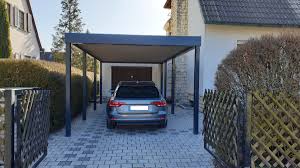 Garagen und carports fertigen wir nach ihren eigenen wünschen und vorstellungen. Einzel Carport Aus Stahl Vor Bestehende Garage News Brandl