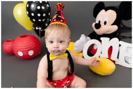 We specialize in unique cake gifts for every occasion. Mickey Mouse Cake Smash St Louis Cake Smash Photographer Four Fireflies Photography