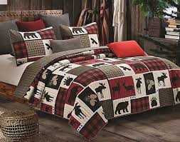 Black And White Buffalo Check Bedding King Virah Bella Lodge Life 3pc Full Queen Quilt Set Black Bear Paw Moose Cabin Red Buffalo Check Plaid King Quilt Sets Quilt Bedding Quilt Sets