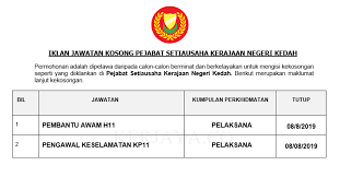 Sila bookmark website ini untuk memudahkan rujukan anda di masa hadapan. Jawatan Kosong Terkini Suk Kedah Kekosongan Jawatan Pentadbiran Pengurusan Kerja Kosong Kerajaan Swasta
