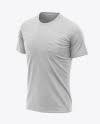 Download Men S Heather Pocket T Shirt Front Half Side View In Apparel Mockups On Yellow Images Object Mockups