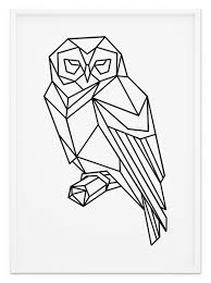 Wie einfach eine anleitung ist kannst du direkt am anfang in der anleitung nachlesen. Fine Art Wandbild Origami Eule Tierposter Schwarz Weiss Design Geometrisch Ebay