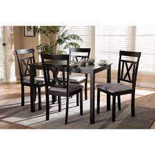 Contemporary kitchenette sets with upholstered. Baxton Studio Rosie Modern And Contemporary Espresso Brown Finished And Grey Fabric Upholstered 5 Piece Dining Set Walmart Com Walmart Com