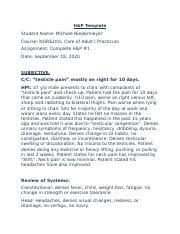 1 Jpeg Sample Written History And Physical Examination History And Physical Examination Patient Name Date Rogers Pamela 6 2 04 Referral Source Course Hero