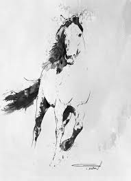 Black And White Horse Painting Wild Running Horse 2 Extra Large Contemporary Horse Black And Etsy Watercolor Horse Black And White Canvas Horse Painting
