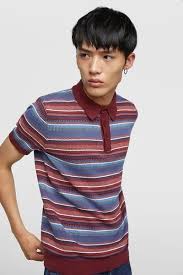 Rare zara woman sz medium buttoned poplin shirt black 8350 872. Image 2 Of Striped Knit Polo From Zara Striped Knit Striped Polo