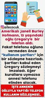 Amerikali Janell Burley Hofmann 13 Yasindaki Oglu Gregory Ye Bir Telefon Aldi Fakat Telefonu Ogluna Vermeden Once Kids Education Kids And Parenting Parenting