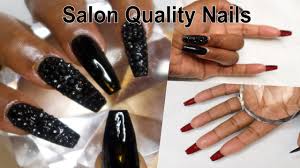 Are gel and acrylic nails safe? Diy Press On Nails Black With Red Bottom Nails With Bling Youtube