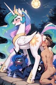 Princess Celestial Bent Over Licking Princess Pussy, Cunnilingus From Princess  Celestia To Princess Luna, Princess Luna