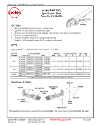 Hand Crimp Tool Specification Sheet Order No 63819 1000