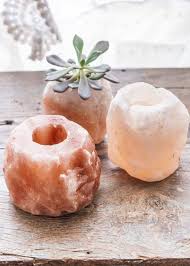 14 Himalayan Salt Decor Finds For Ultimate Good Vibes Salt Candle Holder Salt Candle Himalayan Salt Candle Holder