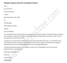 Sample Inquiry Letter For Computer Course Enquiry Letter